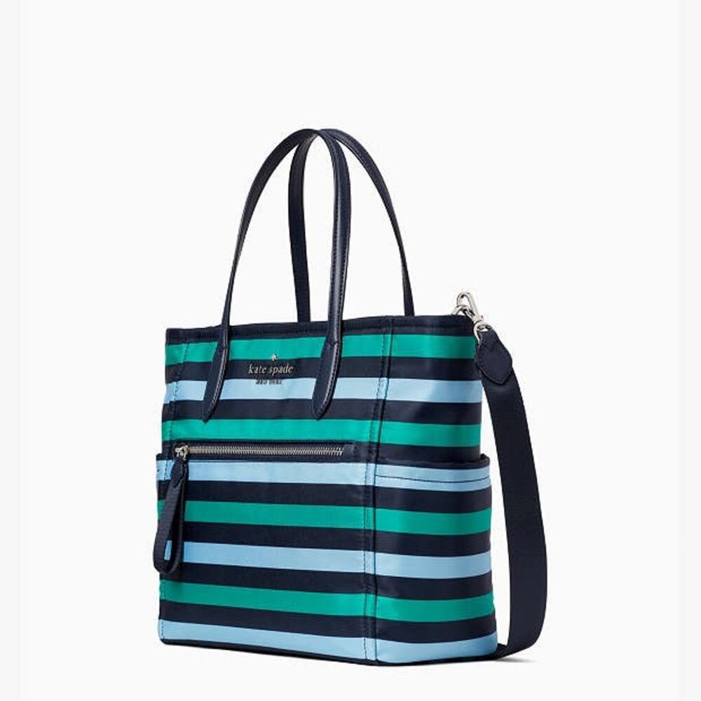 Kate Spade Chelsea Foliage Navy Stripe Medium Satchel Bag Purse
